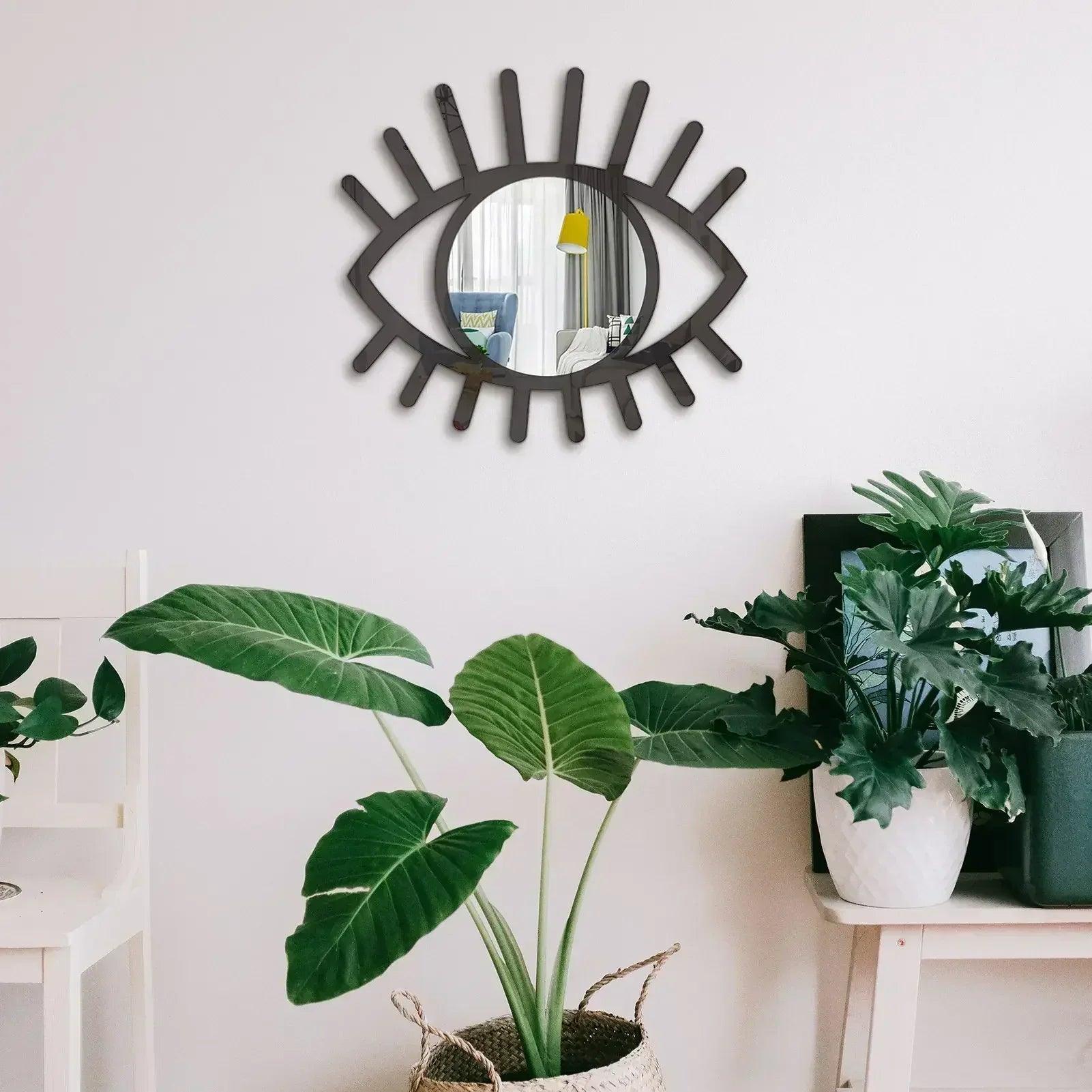 Eye wall mirror decor boho artistic shaped bathroom entryway mounted