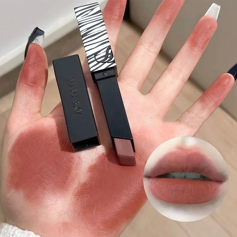 Matte Lipstick Nude Smoked Rose Lip Colour Velvety Lip Tint Solid LipGloss Waterproof Makeup Long Lasting Cosmetic