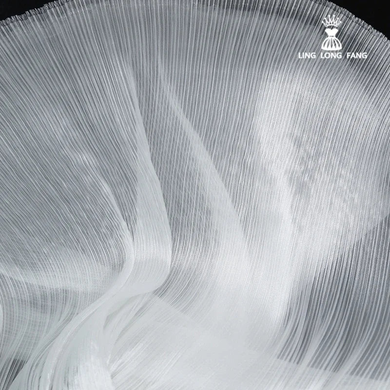 Bright Wrinkled Texture Organza Fabric for Wedding Decoration Background Yarn Floral Design Plastic Fabrics Cloth Diy Sewing