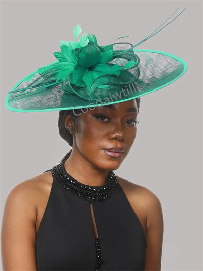 Royal Ascot Big Fascinator Hat Women Kentucky Derby Feather Large Hat Fascinator Party Wedding Headpiece Flower Church Chapeau