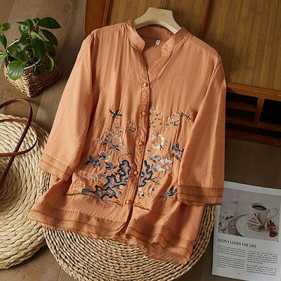 3/4 Sleeve Linen Tops For Women