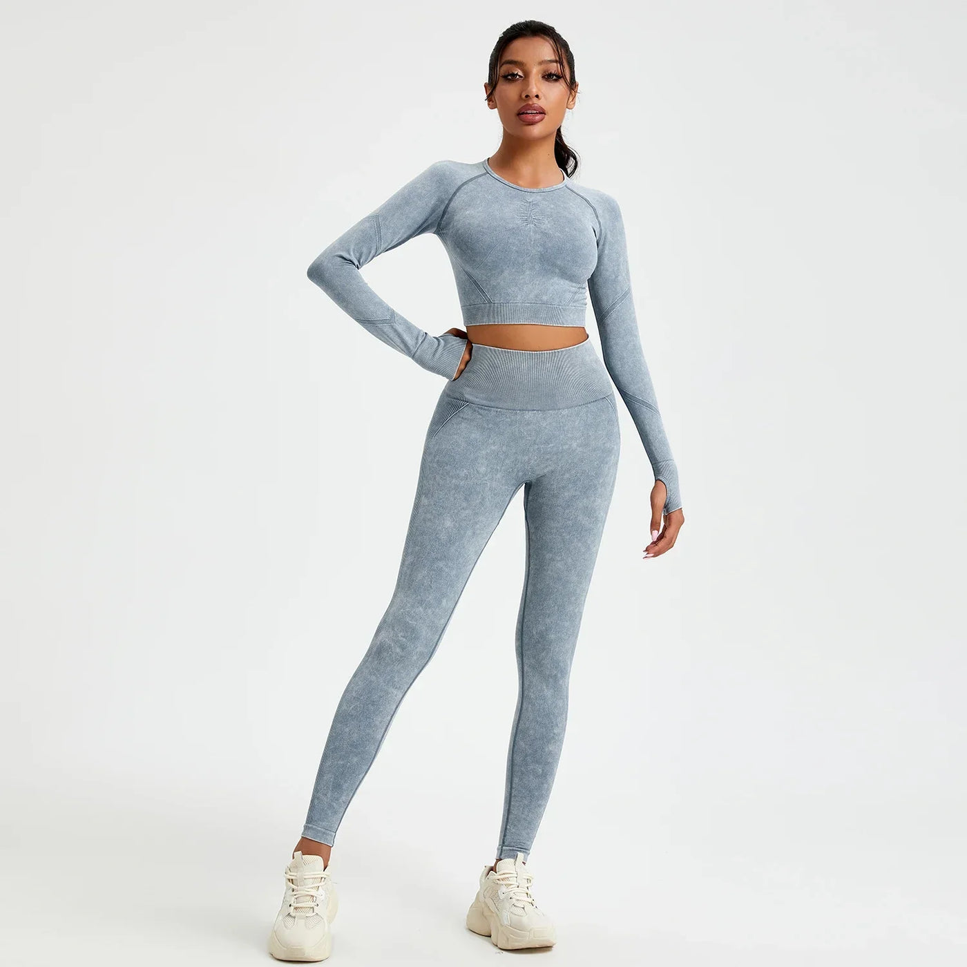 Women's Long Sleeves Round Neck Wash Exercise Activewear