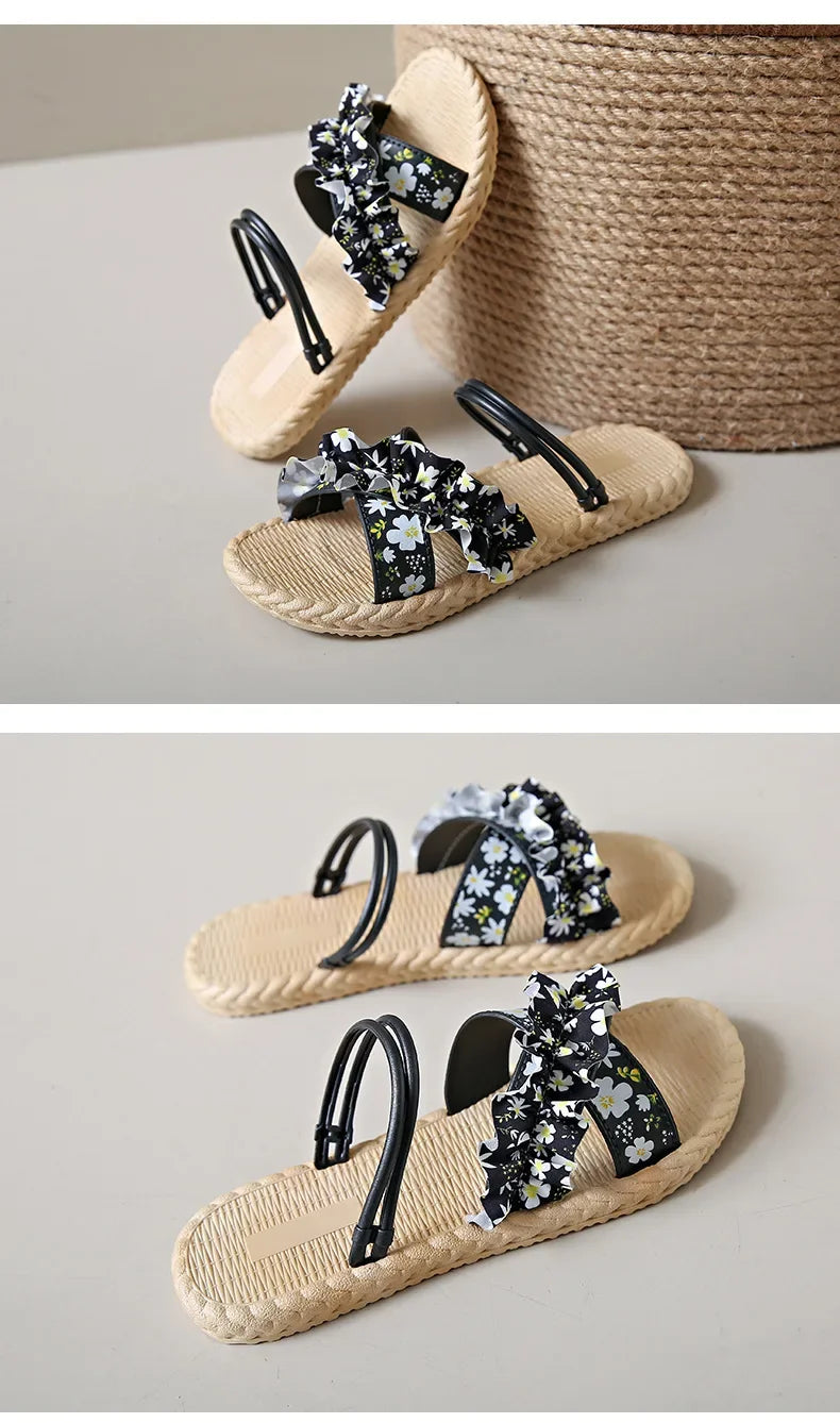 2025 New Floral Flip Flops for Women - Fashion Flat Sandals, Non-Slip Summer Slides for Beach/Outdoor, Trendy Ladies Casual Shoe