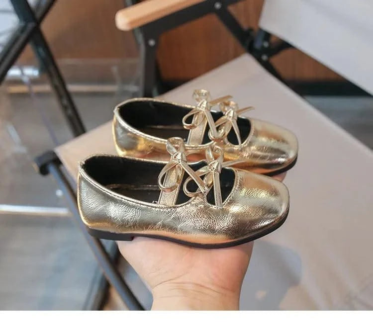 Autumn Children's Fashion Causal Black Ballet Shoes Solid Color Bowknot Elegant Girl Princess Shoes New Kids Leather Shoe