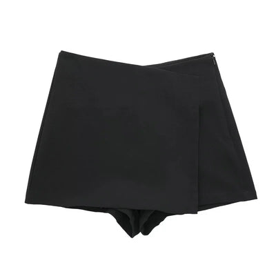 MUJER 2025 Asymmetric Skort For Women Black High Waist Mini Skirt Shorts Women Casual Bermuda Shorts Woman Summer Skirt Shorts