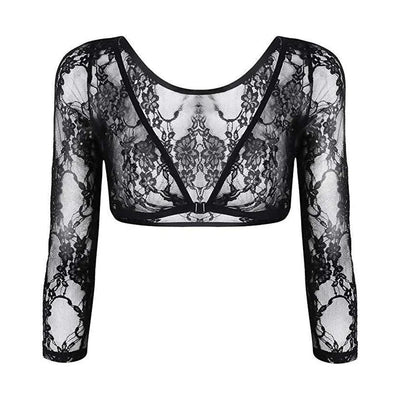 Women's Mesh Lace See Through Crop Tops
