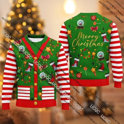 Ugly Christmas Sweatshirt Shark 3D Pattern Funny Xmas Women Round Neck Pullover Christmas Couple Novelty Holiday Party Gift
