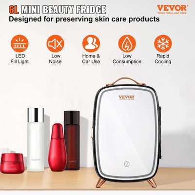 VEVOR 6L Mini Cosmetics Fridge Single Door Electric Refrigeration Keep Cooling Mask Beverage for Household Dormitory Car Use