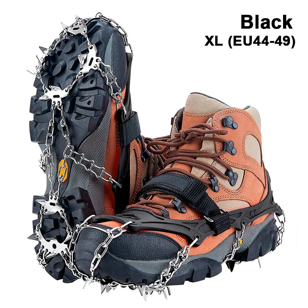 Crampons Shoes 19 Spikes Ice Snow Gripper Shoes Camping Anti-Slip Climbing Protect for Jogging Walking Hiking on Snow Ice