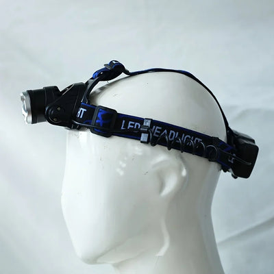 1 headlamp, USB rechargeable, including two 1200mAh lithium batteries, suitable for hiking and camping