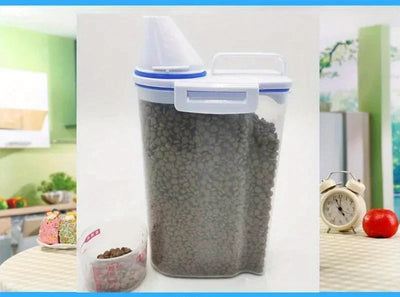Pet Food Storage Container with Measuring Cup Handle Airtight Waterproof Pet Food Storage Dispenser Portable Buckets Feeder