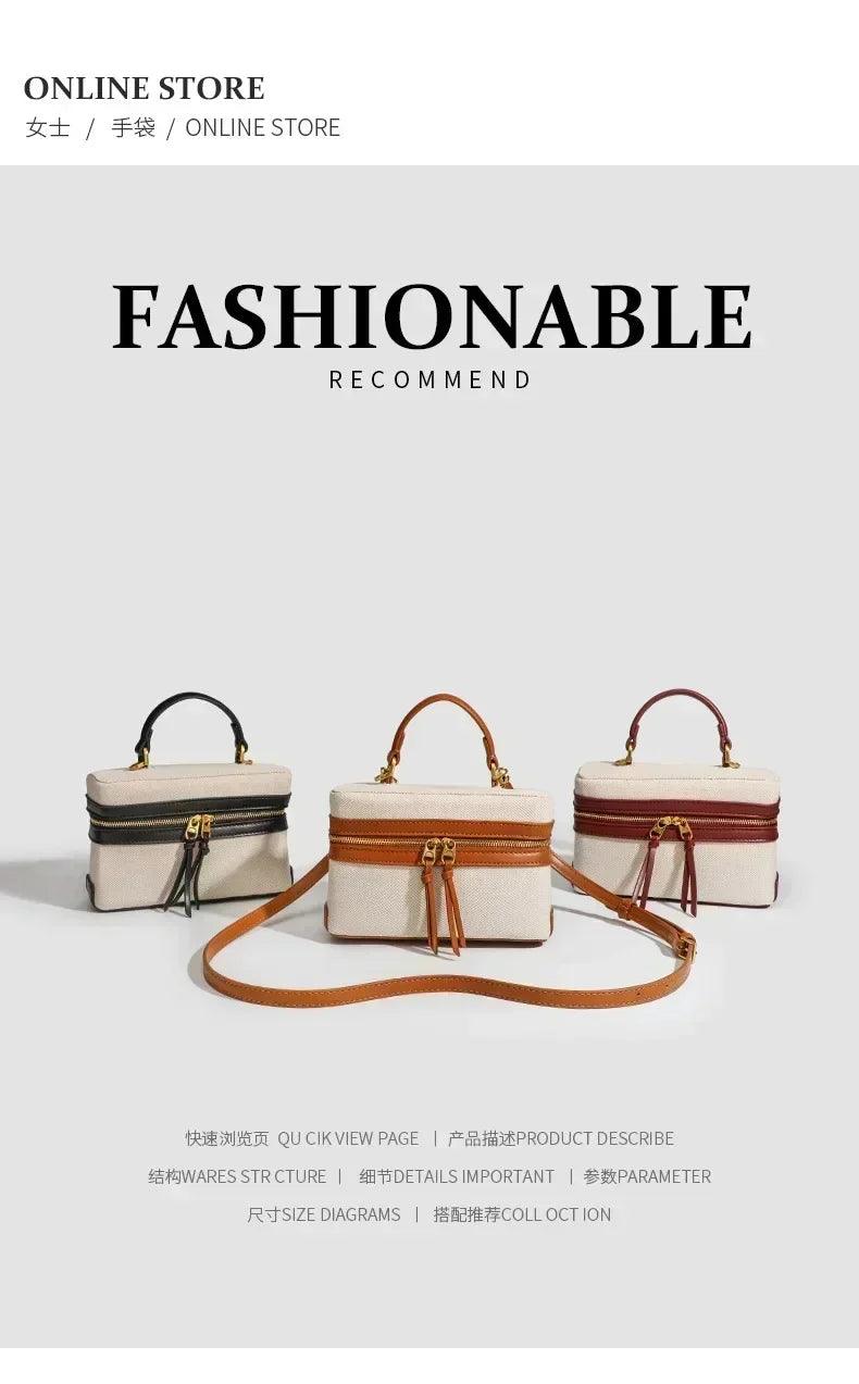 Fashion box women handbags designer thick canvas shoulder crossbody bags casual spring and summer small purses 2024
