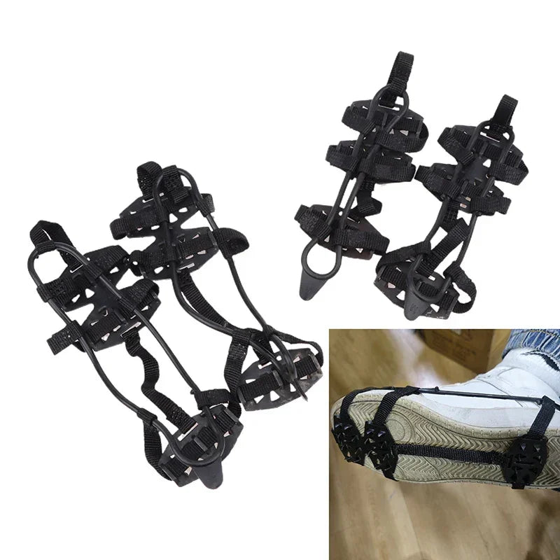 1 Pair M L Crampons Shoes Cover 24 Teeth Anti-Slip Ice Grips Gripper Shoes Boot Hiking Ice Climbing Shoe Spikes Climbing Chain