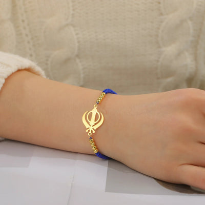 Lucktune Khanda Sikh Faith Bracelet for Women Men Stainless Steel Vintage Indian Sword Lucky Bracelet Spiritual Jewelry Gift