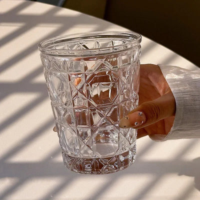 4pcs Glass Set for Drinking 10.5oz Household Whiskey Cups Diamond Painting Wine Glass Juice Drinks Glasses Transparent Drinkware