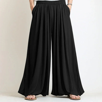 Men Wide Leg Pants Solid Color Joggers Pleated Oversize Casual Trousers Men Elastic Waist 2025 Streetwear Fashion Pants INCERUN