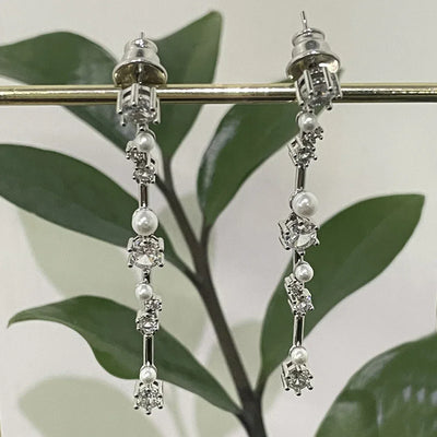 2025 New Trend Fine Jewelry Sets Charming White Geometric Crystal Fashion Pearl Necklace Ring Earrings Romantic Gift for Women