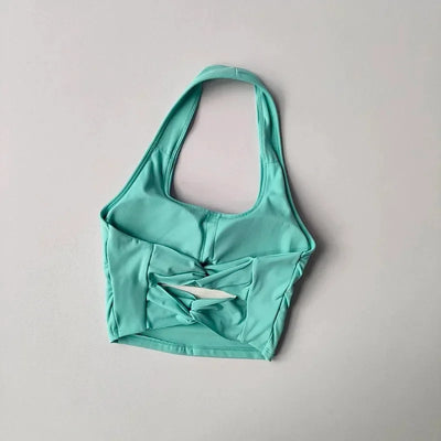 Women's Halterneck Sports Bra with Detachable Chest Pad Cross Beautiful Back Yoga Underwear Tight Fitness Top