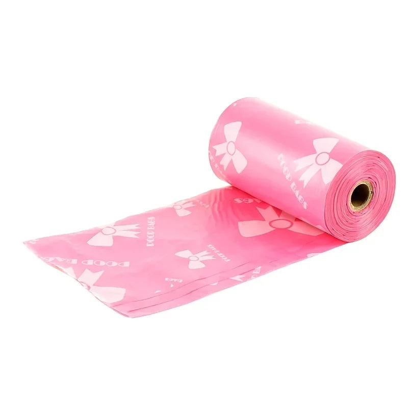 Thick & Durable Pet Poop Bags with Pink Bows - Leakproof Dog & Cat Waste Bags for Outdoor Walks, Multiple Sizes for Puppies