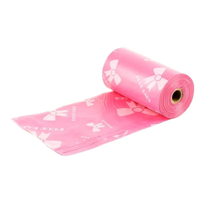 Thick & Durable Pet Poop Bags with Pink Bows - Leakproof Dog & Cat Waste Bags for Outdoor Walks, Multiple Sizes for Puppies