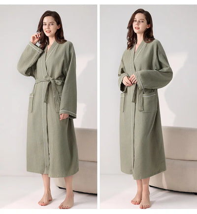 Hotel Cotton Bathrobe High Qualtiy Solid Colors Long Sleeve Mens And Women's Bathrobe