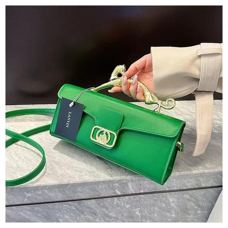 Women’s handbag new bags for women metal handle leather famous brand designer crossbody fashion trend shoulder bag