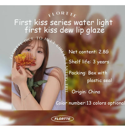 FLORTTE Beauty Lip Lasting Tint First Kiss Series Water Glossy Nice To Meet Chu Blooming Liquid Lipstick Makeup Women Cosmetics