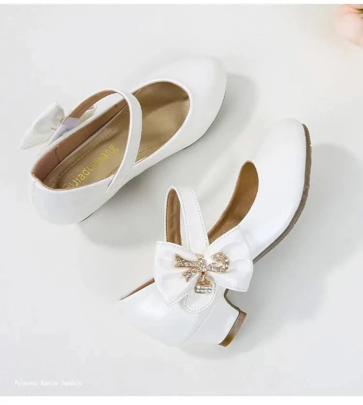 Children's Leather High Heels Shoes | Casual Soft Bottom Footwear Kids