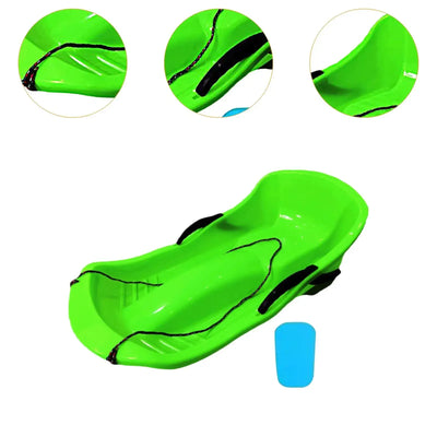 Snow Sled with Seat Cushion for 2 Persons with Double Brakes Includes Pull Rope Classic Wear Resistant Sand Sledding Sled Sledge