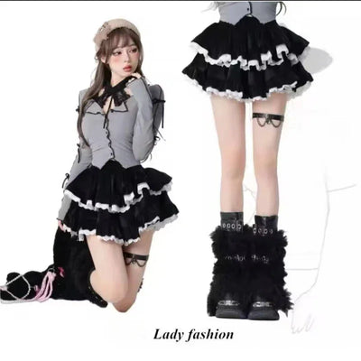 Spring Casual American Vintage A-Line Skirts Women 2000s Y2k Bow Plaid Skirts Korean Fashion Japanese Kawaii Clothing Subculute