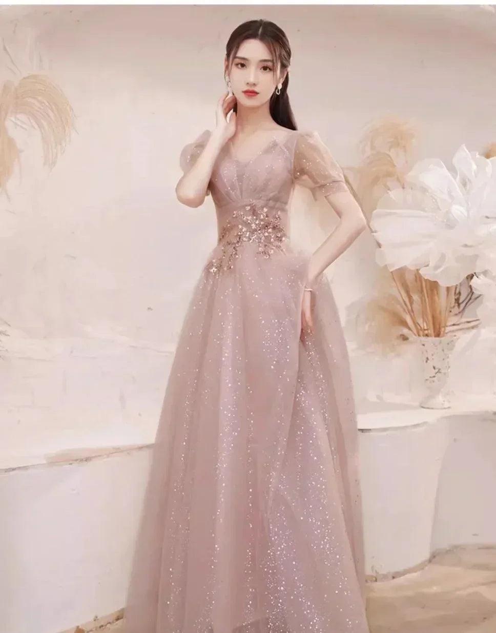 High-end banquet evening dresses women’s 2025 new spring summer light luxury slim birthday party performance dance