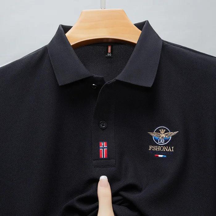 Short Sleeved Polo Shirt for Men in Summer 2025, New Business Casual Wrinkle Resistant Half Sleeved Lapel T-shirt, Loose and Iro