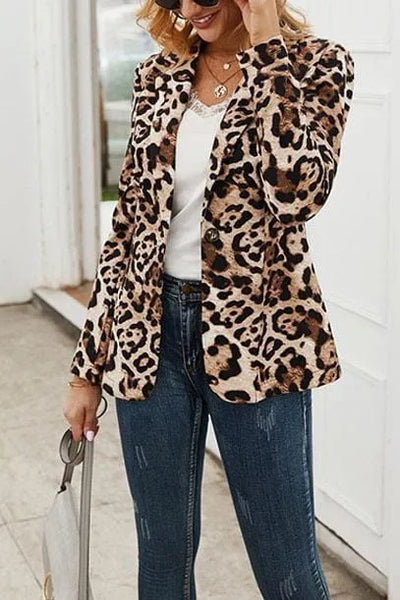 Women Blazer Autumn Fashion Non-positioning Print Leopard Small Suit  Tops Chaqueta De Mujer Coats Vestido Haut Femme