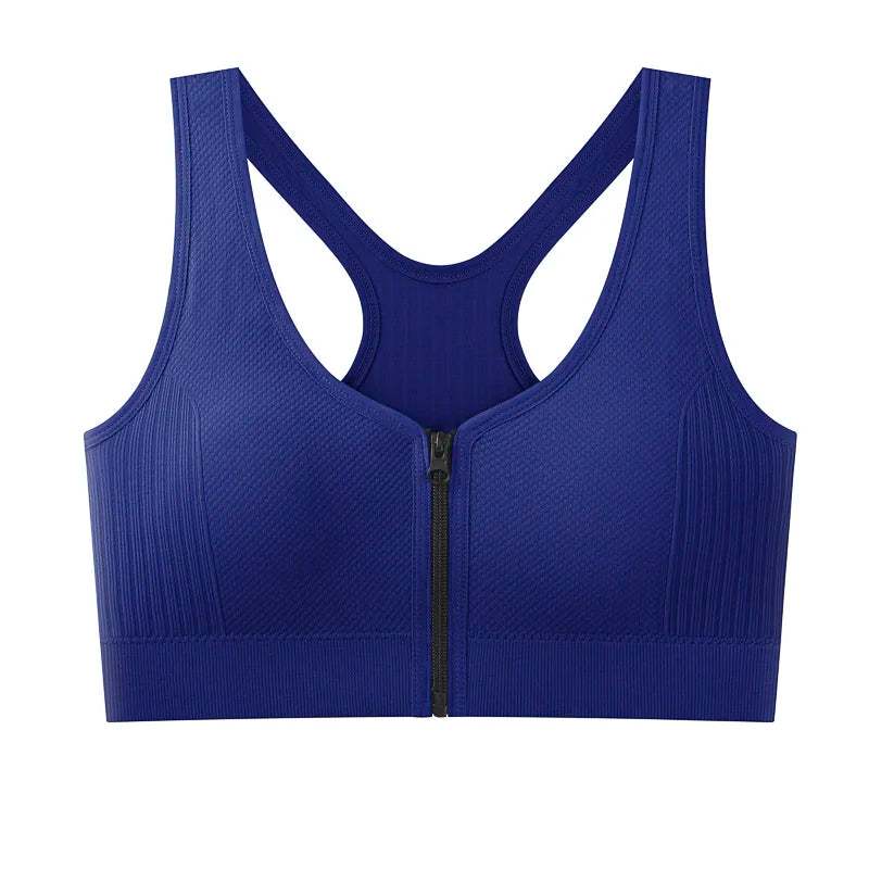 Women's sports bra fitness top front zipper design sports vest fashionable bra yoga gym sports bra
