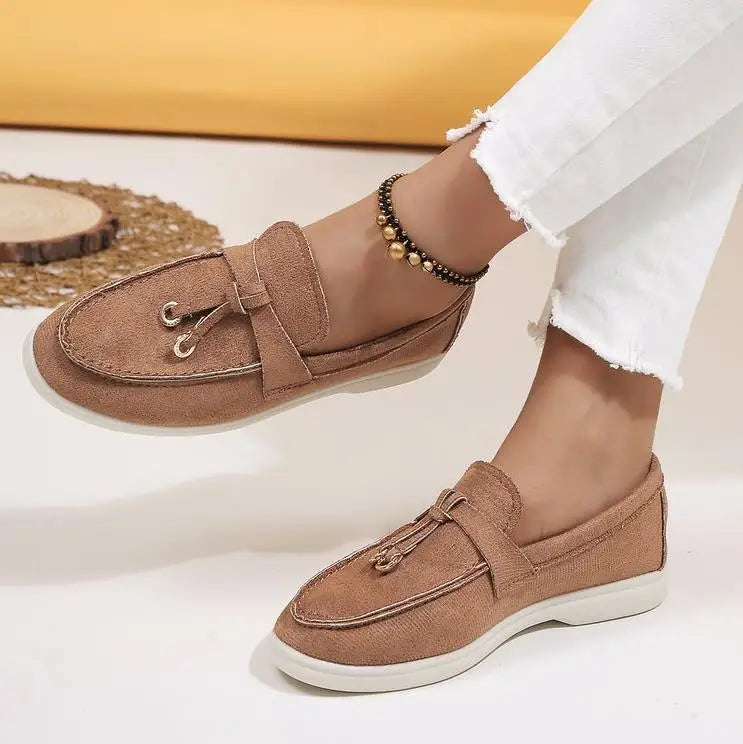 Women's Fashion Flat Casual Shoes Faux Suede Elegant Loafers Design Breathable Slip on Shoes Autumn Casual Business Women Shoes