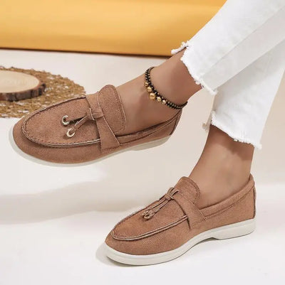 Women's Fashion Flat Casual Shoes Faux Suede Elegant Loafers Design Breathable Slip on Shoes Autumn Casual Business Women Shoes