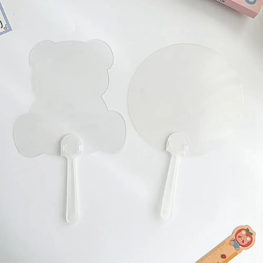 Easy Use DIY Transparent Hand Fans Handicrafts Portable DIY Blank Fan Cute Graffiti Fan Children's