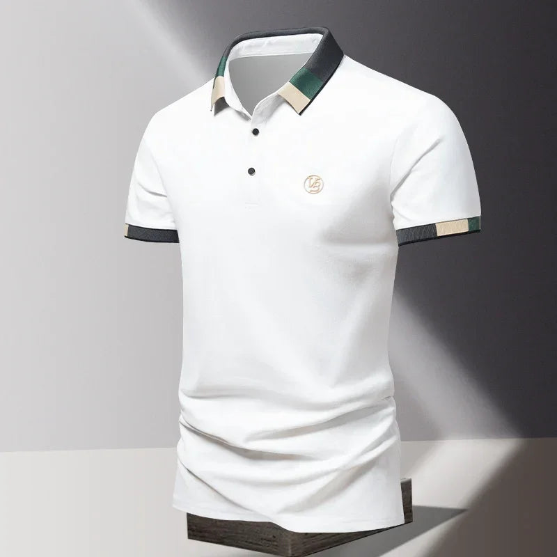 POLO shirt men's summer fashion ice silk quick drying short sleeved T-shirt solid color loose business collar pure cotton top