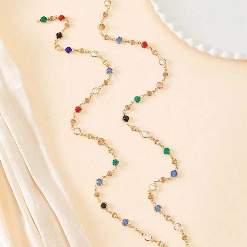 Lats new luxury colourful long tassel necklace for women shiny rhinestone crystal zircon choker bohemian statement