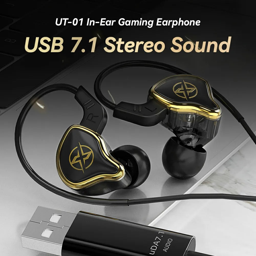 USB Gaming Headphones 7.1 Surround Sound Wired Headset with Microphone Noise Cancelling Earphone for PC Computer PS4 PS5 Laptop