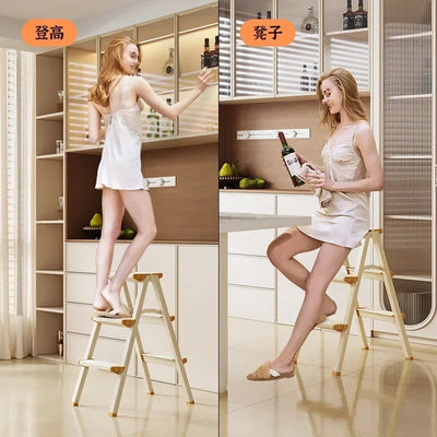 Lightweight Ladder Foldable Step Stools Home Outdoor Aluminum Alloy Folding Step Ladders Ascending Kitchen Ladder Furniture