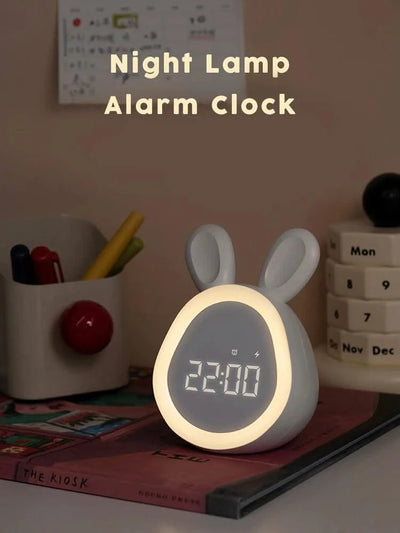 Kids Cute Rabbit Alarm Clock With Night Light Stepless Dimming Led Digital Alarm Clock For Boys Girls