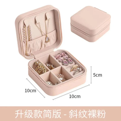 Portable Jewelry Box Jewelry Organizer Display Travel Jewelry Case Boxes Jewelry Leather Storage Zipper Jewelers Jewelry Box
