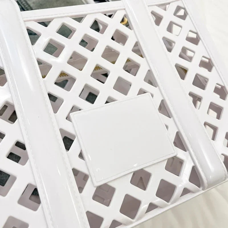 Designer Tote Bag For Women Brand Hollow Out Shoulder Bag 2025 New Travel Beach Handbag Purple Bag Fashion Shopper Purse