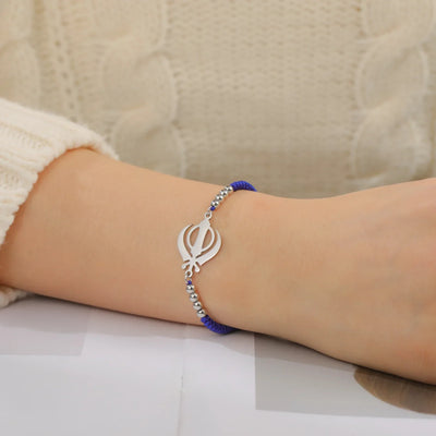 Lucktune Khanda Sikh Faith Bracelet for Women Men Stainless Steel Vintage Indian Sword Lucky Bracelet Spiritual Jewelry Gift