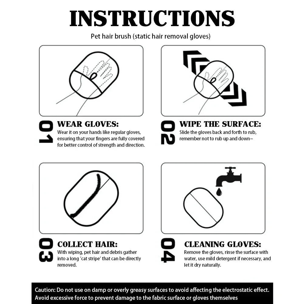 Pet Grooming Gloves Static Dedusting Brush Pet's Hair Remover Brush Removing Dog Cat Hair From Sofa Carpet Clothes Pet Supply