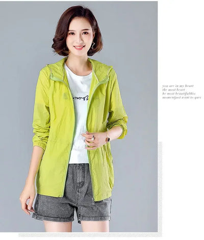 2025 New Fashion Summer Sun Protection Clothing Women Hooded Short Breathable Loose Print Thin Casual Sun Jackets Female Coats