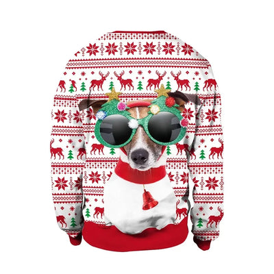 2024 Women Ugly Christmas Sweatshirt Funny Dog Head Pullovers Hoodie Humping Reindeer Climax Christmas Clothes