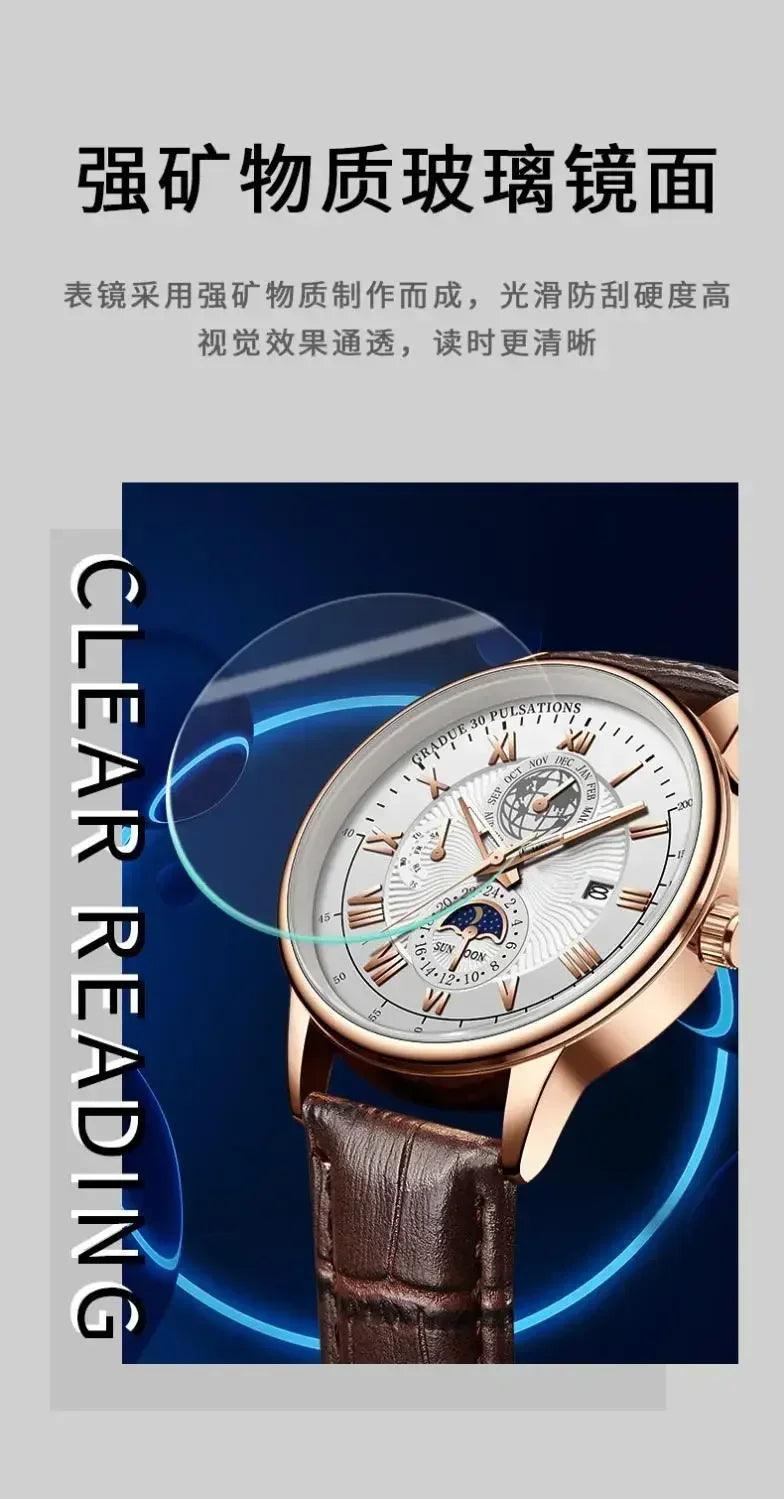2024 men watch fashion top luxury sport men’s wristwatch waterproof luminous leather date quartz watches man clock