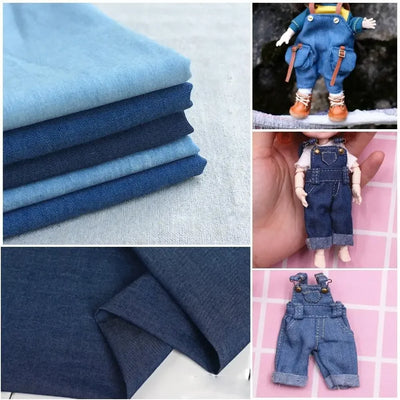 Home Textile Girl Gift Toys Cotton Fabric Handmade Doll Cloth DIY Dress Materials Bedding Sewing Washed Denim Clothes